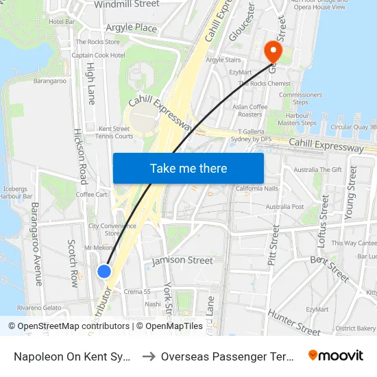 Napoleon On Kent Sydney to Overseas Passenger Terminal map