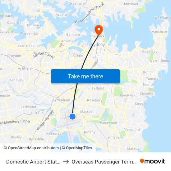 Domestic Airport Station to Overseas Passenger Terminal map