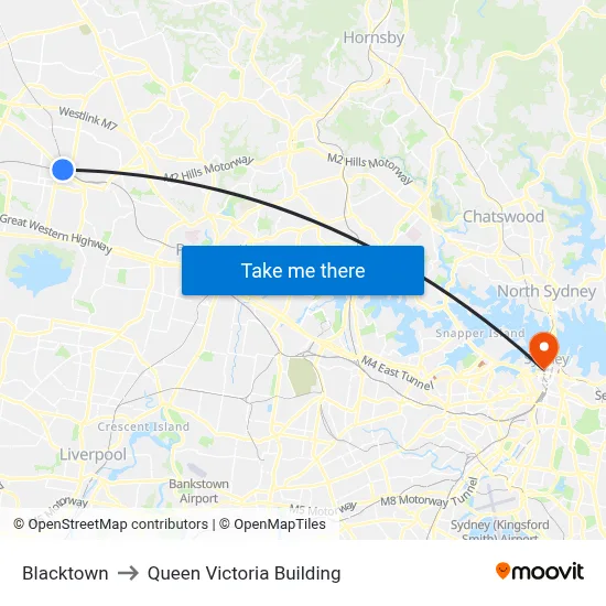 Blacktown to Queen Victoria Building map