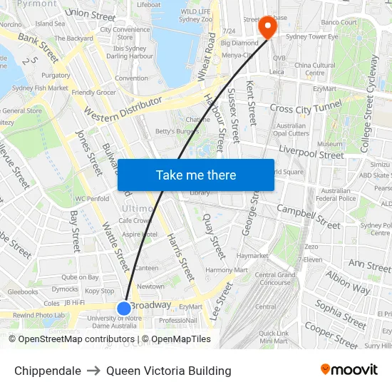 Chippendale to Queen Victoria Building map