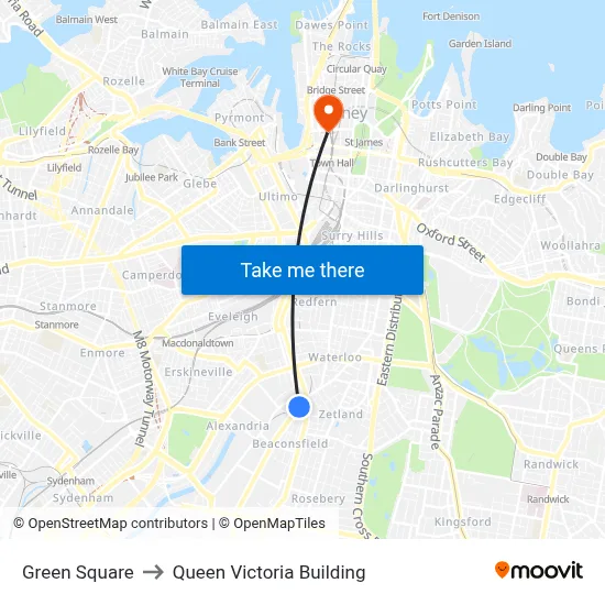 Green Square to Queen Victoria Building map