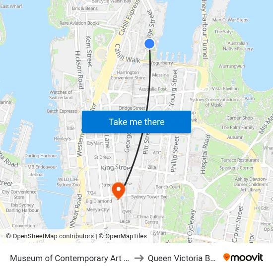 Museum of Contemporary Art Australia to Queen Victoria Building map