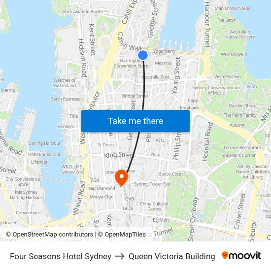 Four Seasons Hotel Sydney to Queen Victoria Building map