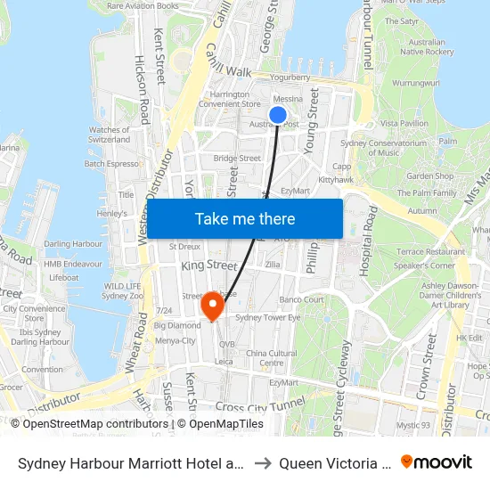 Sydney Harbour Marriott Hotel at Circular Quay to Queen Victoria Building map