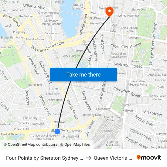 Four Points by Sheraton Sydney Central Park to Queen Victoria Building map