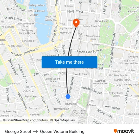 George Street to Queen Victoria Building map