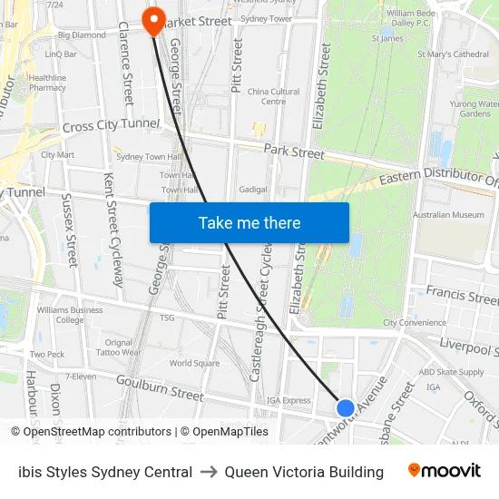 ibis Styles Sydney Central to Queen Victoria Building map