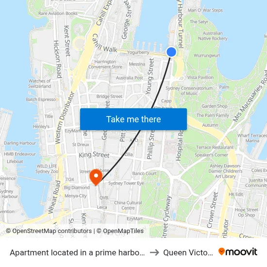 Apartment located in a prime harbour at Circular Quay, Sydney to Queen Victoria Building map