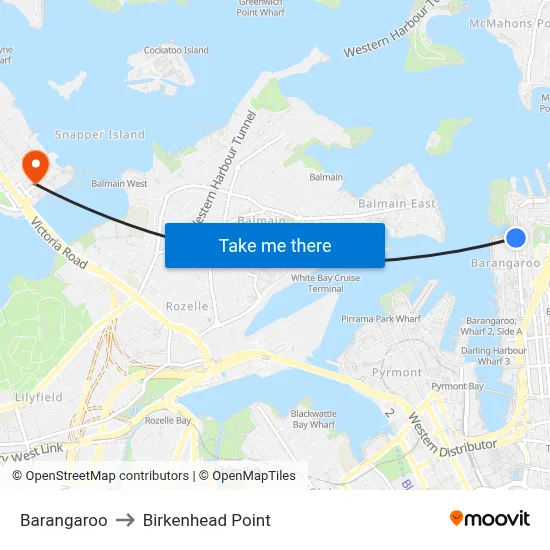 Barangaroo to Birkenhead Point map