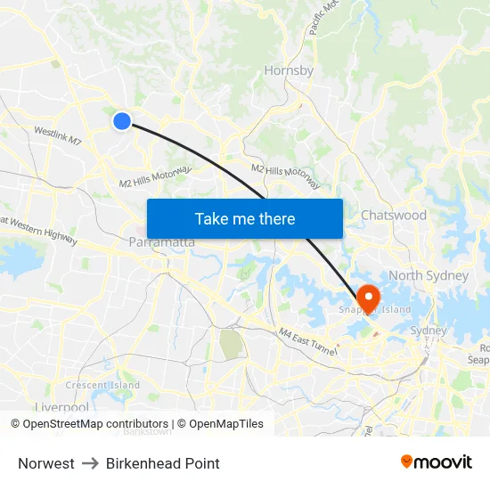 Norwest to Birkenhead Point map