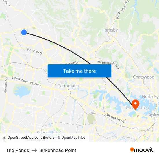The Ponds to Birkenhead Point map