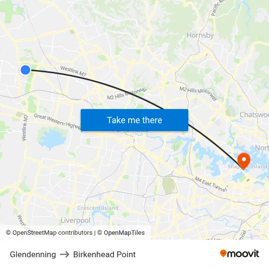 Glendenning to Birkenhead Point map