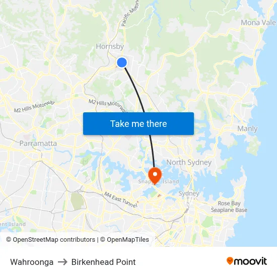Wahroonga to Birkenhead Point map