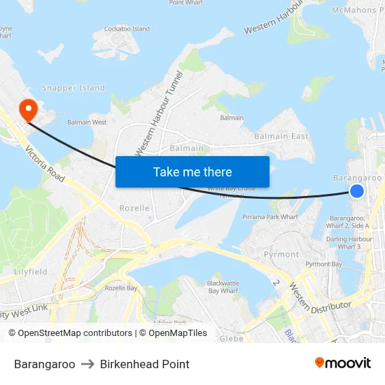 Barangaroo to Birkenhead Point map