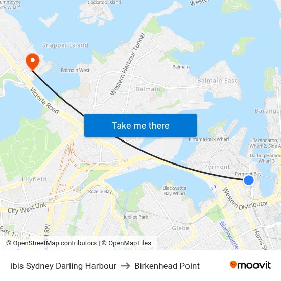 ibis Sydney Darling Harbour to Birkenhead Point map