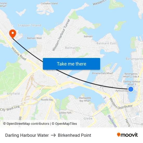Darling Harbour Water to Birkenhead Point map