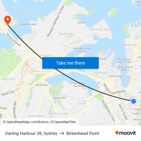 Darling Harbour 38, Sydney to Birkenhead Point map