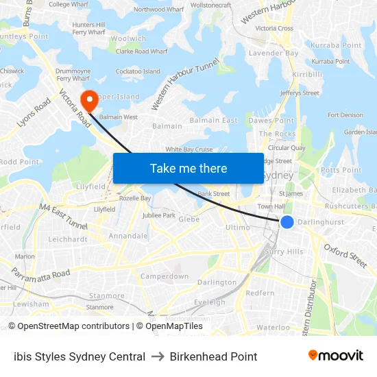 ibis Styles Sydney Central to Birkenhead Point map