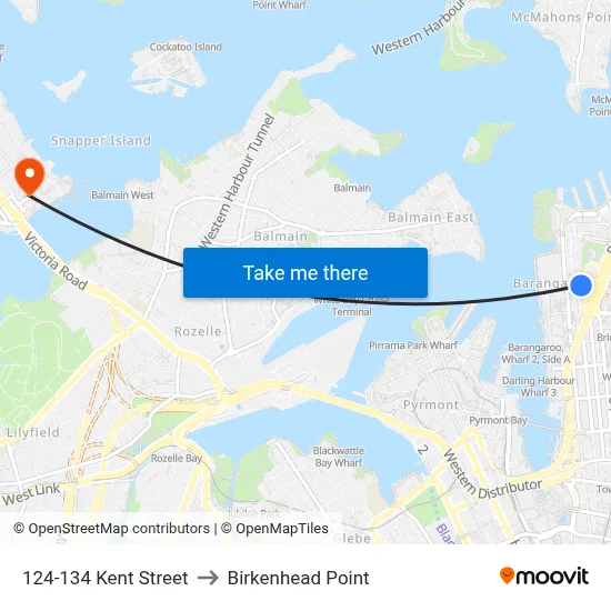124-134 Kent Street to Birkenhead Point map