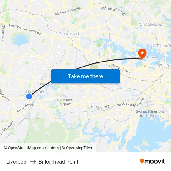 Liverpool to Birkenhead Point map