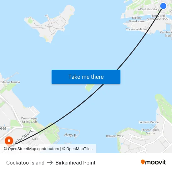 Cockatoo Island to Birkenhead Point map