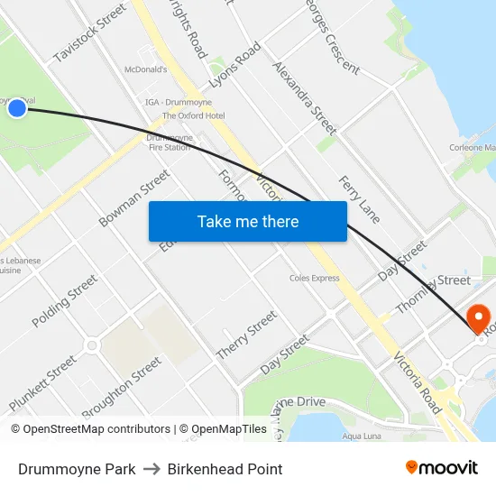 Drummoyne Park to Birkenhead Point map