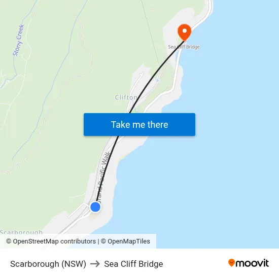 Scarborough (NSW) to Sea Cliff Bridge map