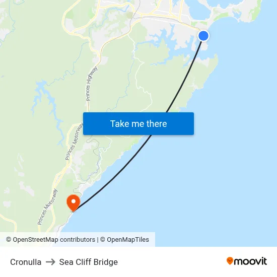 Cronulla to Sea Cliff Bridge map