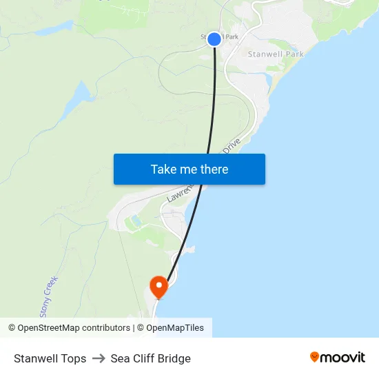 Stanwell Tops to Sea Cliff Bridge map