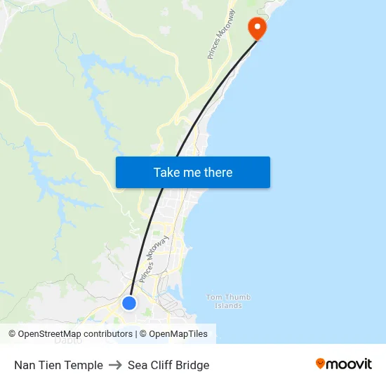 Nan Tien Temple to Sea Cliff Bridge map