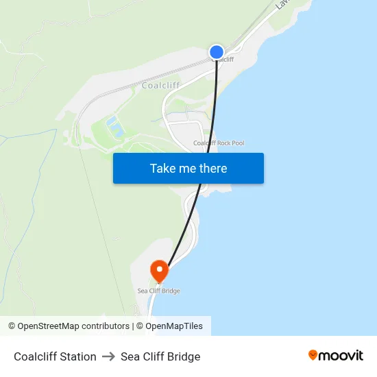 Coalcliff Station to Sea Cliff Bridge map