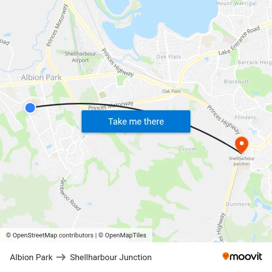 Albion Park to Shellharbour Junction map
