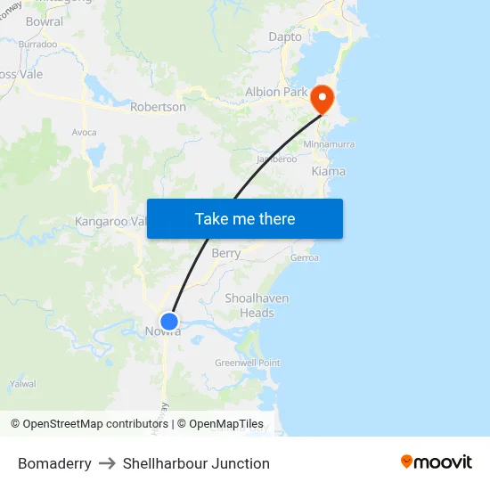 Bomaderry to Shellharbour Junction map