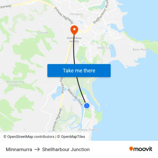 Minnamurra to Shellharbour Junction map