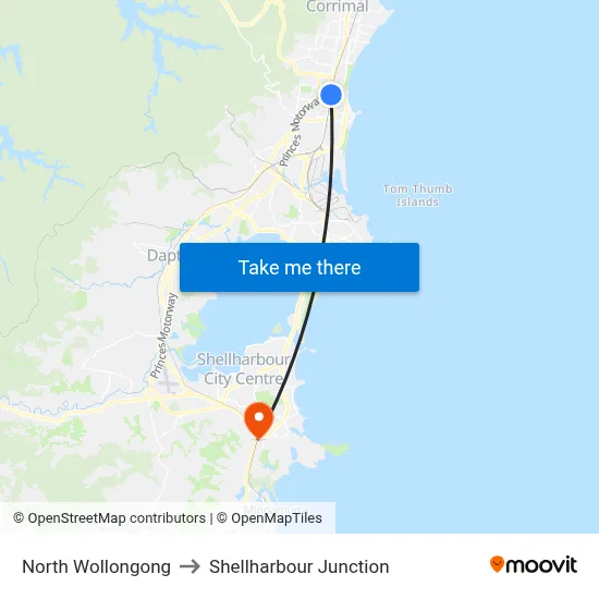 North Wollongong to Shellharbour Junction map