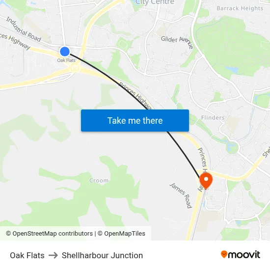 Oak Flats to Shellharbour Junction map