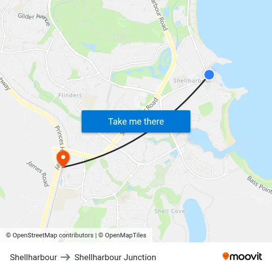 Shellharbour to Shellharbour Junction map