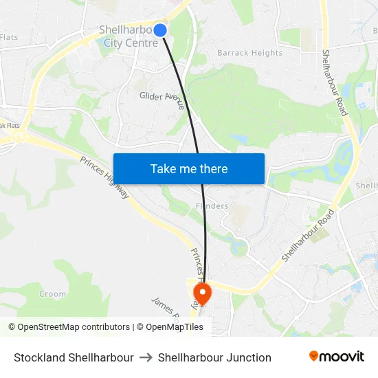 Stockland Shellharbour to Shellharbour Junction map