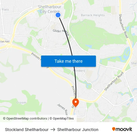 Stockland Shellharbour to Shellharbour Junction map