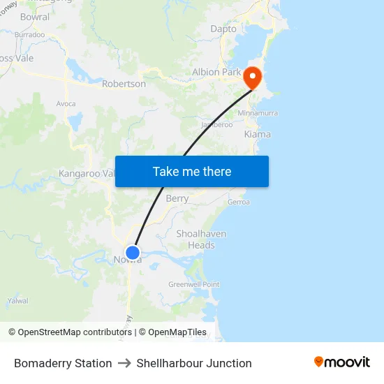 Bomaderry Station to Shellharbour Junction map