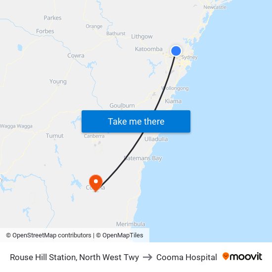 Rouse Hill Station, North West Twy to Cooma Hospital map