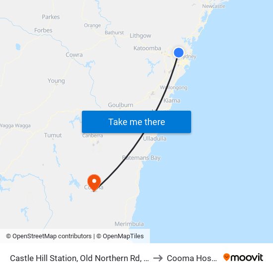 Castle Hill Station, Old Northern Rd, Stand C to Cooma Hospital map