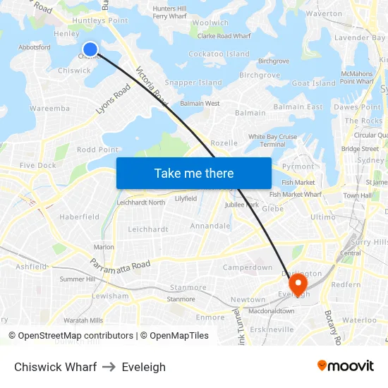 Chiswick Wharf to Eveleigh map