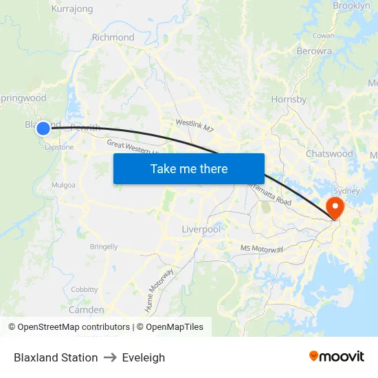 Blaxland Station to Eveleigh map