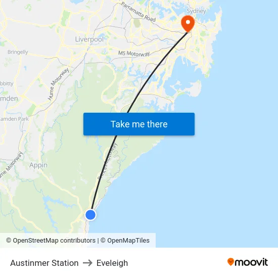Austinmer Station to Eveleigh map