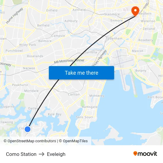 Como Station to Eveleigh map