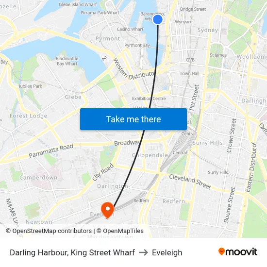 Darling Harbour, King Street Wharf to Eveleigh map