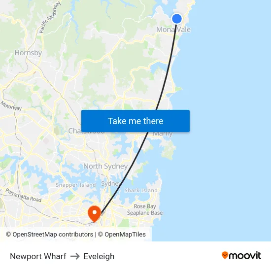 Newport Wharf to Eveleigh map