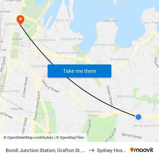 Bondi Junction Station, Grafton St, Stand R to Sydney Hospital map