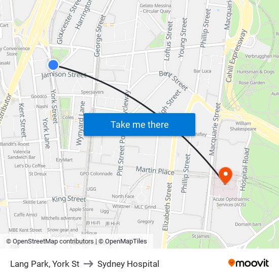 Lang Park, York St to Sydney Hospital map